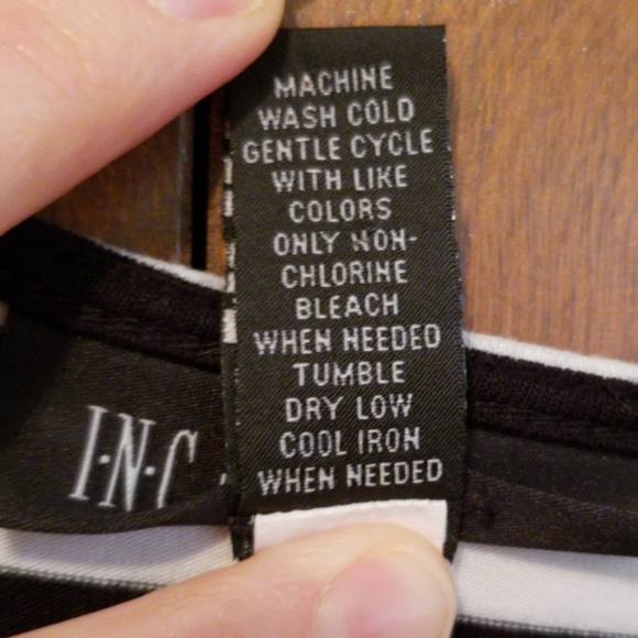 INC keyhole black and white striped peplum top, size M - Picture 7 of 7